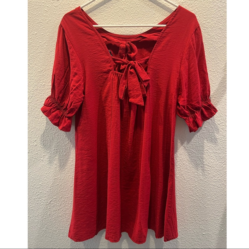 Red bow mini dress. Above knee. XS